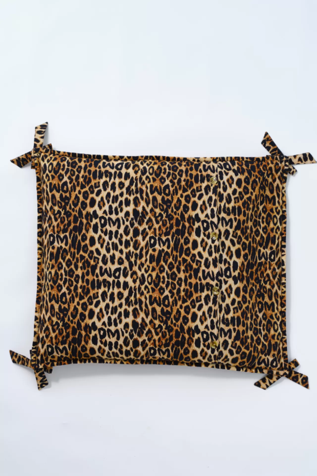 Fashion Damson Madder floor cushion pet bed - print with bow detail leopard