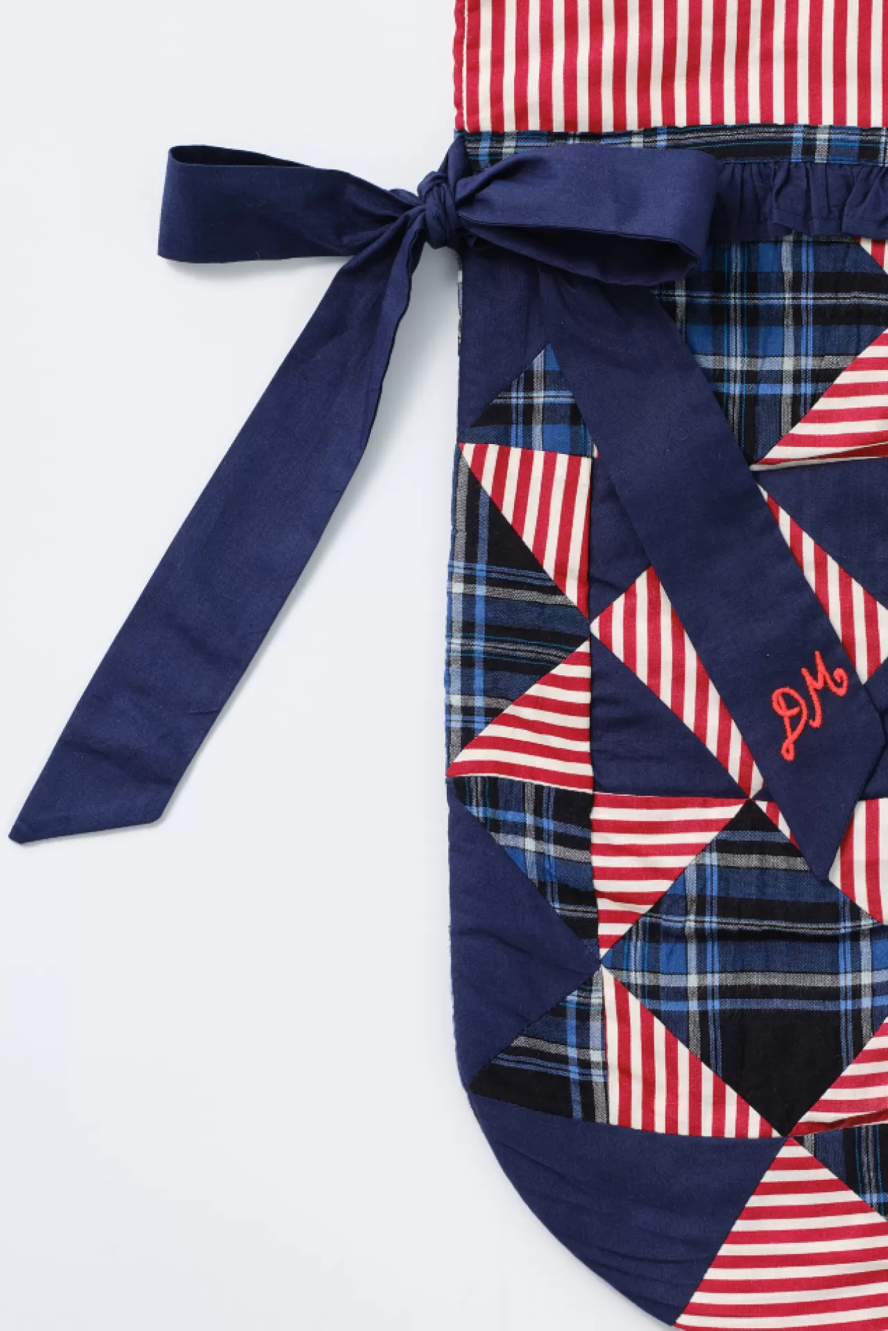 Sale Damson Madder patchwork bow christmas stocking - navy, check u0026 red stripe multi